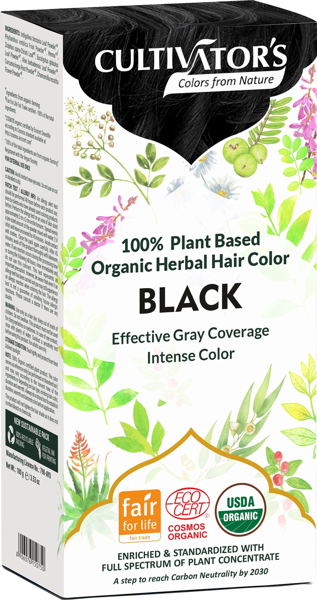 CULTIVATOR'S Organic Herbal Hair Color Black