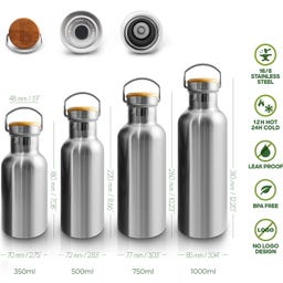 Bambaw Thermosflasche aus Edelstahl 1000 ml - Jet Black