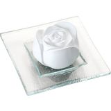 Ароматен камък "Цвят на роза" + прозрачна стъклена чиния