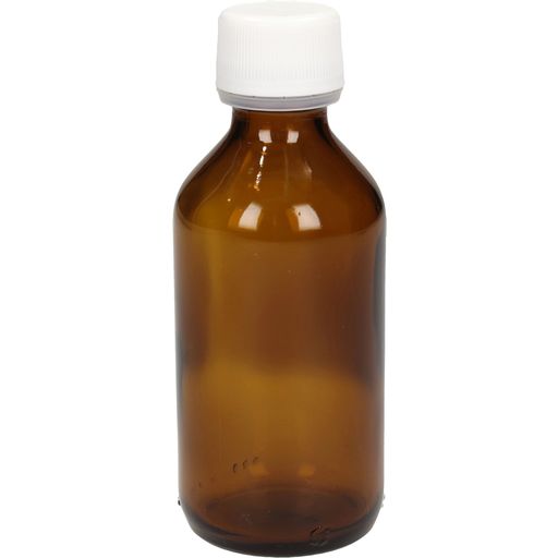 Amber Glass Bottle with White Screw Cap - 100 ml