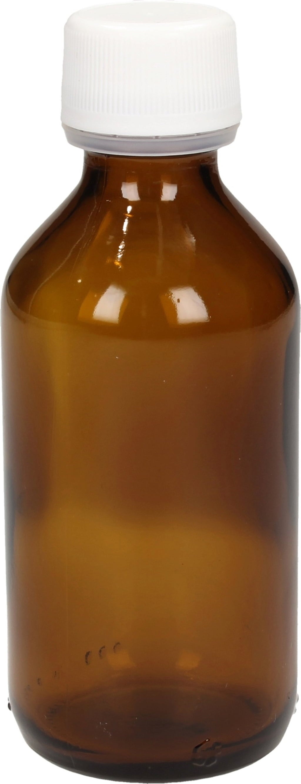 Flacon en Verre Brun avec Couvercle Blanc, 100 ml