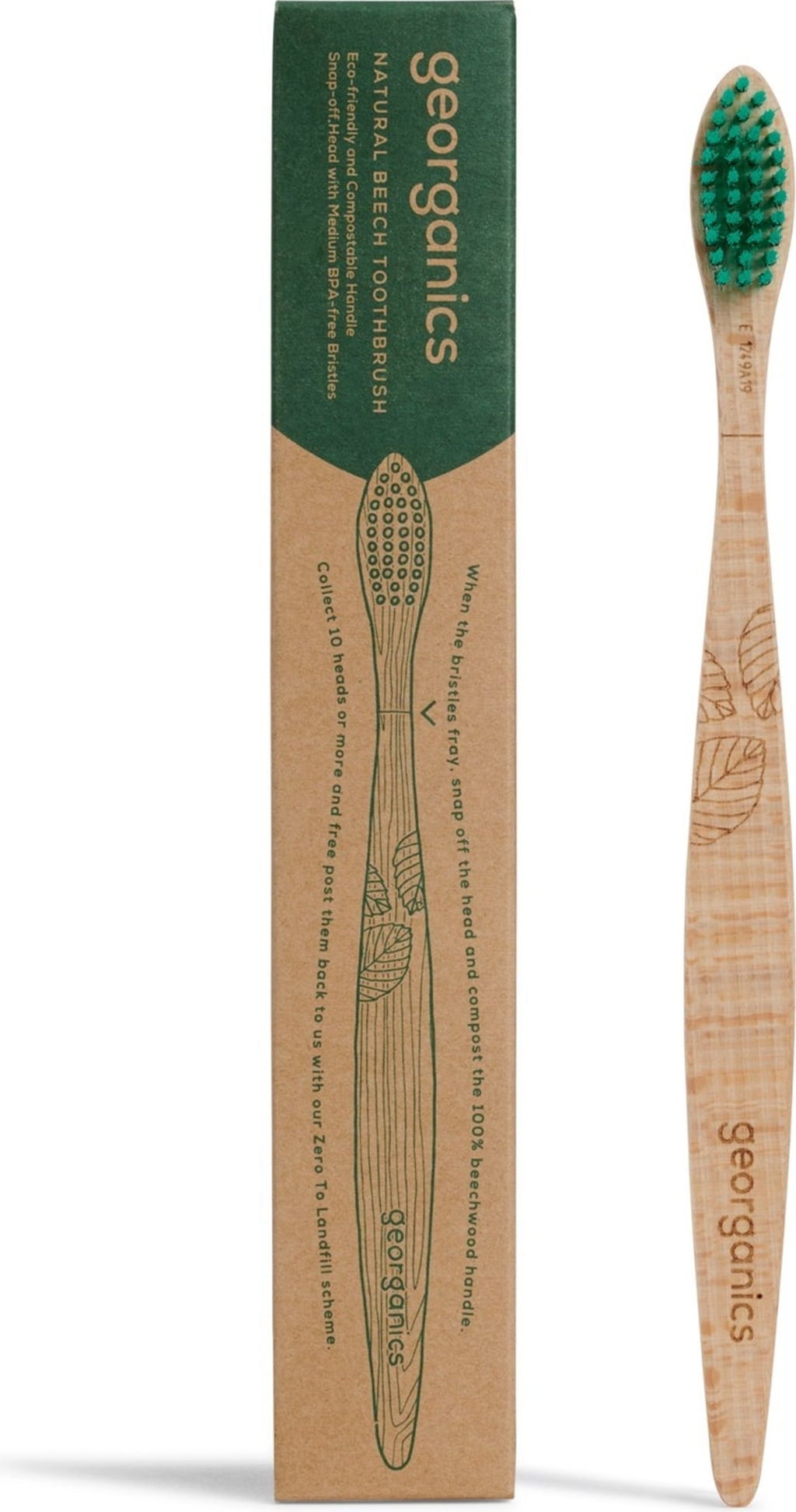 Brosse à Dents Naturelle en Bois de Hêtre, Nylon moyen