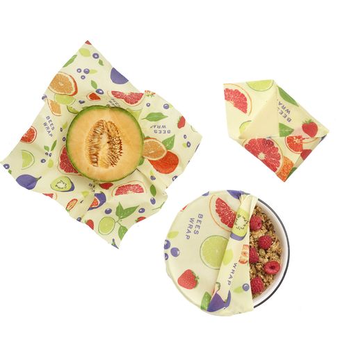 Bee's Wrap Beeswax Cloth Set of 3 - Fresh Fruit - 1 Set