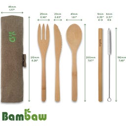 Bambaw Set de Couverts en Bambou - Olive