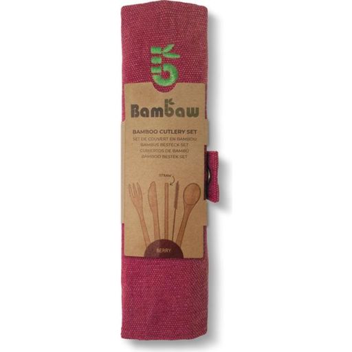 Bambaw Комплект прибори за хранене от бамбук - цвят боровинка