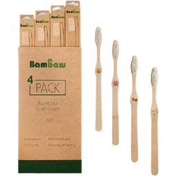 Bambaw Cepillo de Dientes de Bambú Suave - 4 piezas