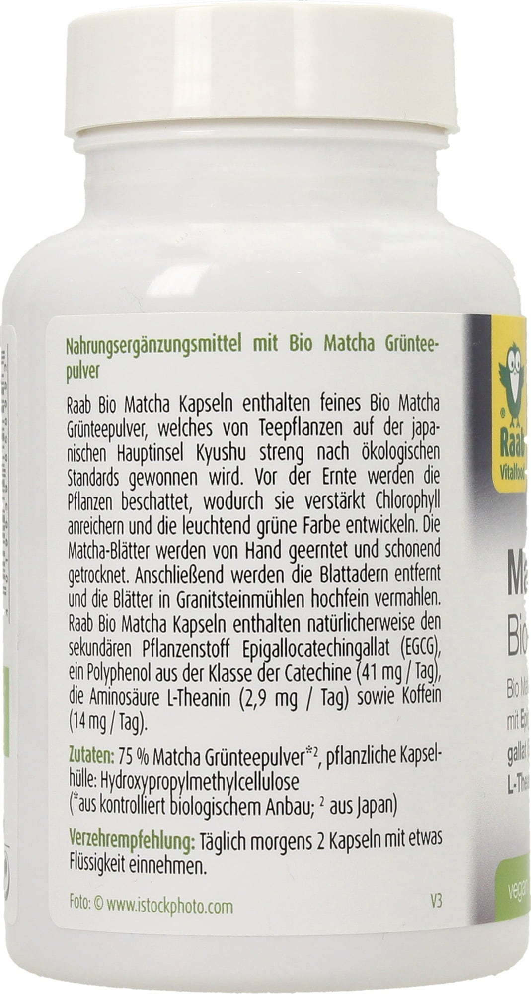 Raab Vitalfood GmbH Organic Matcha Green Tea Capsules - 60 Capsules