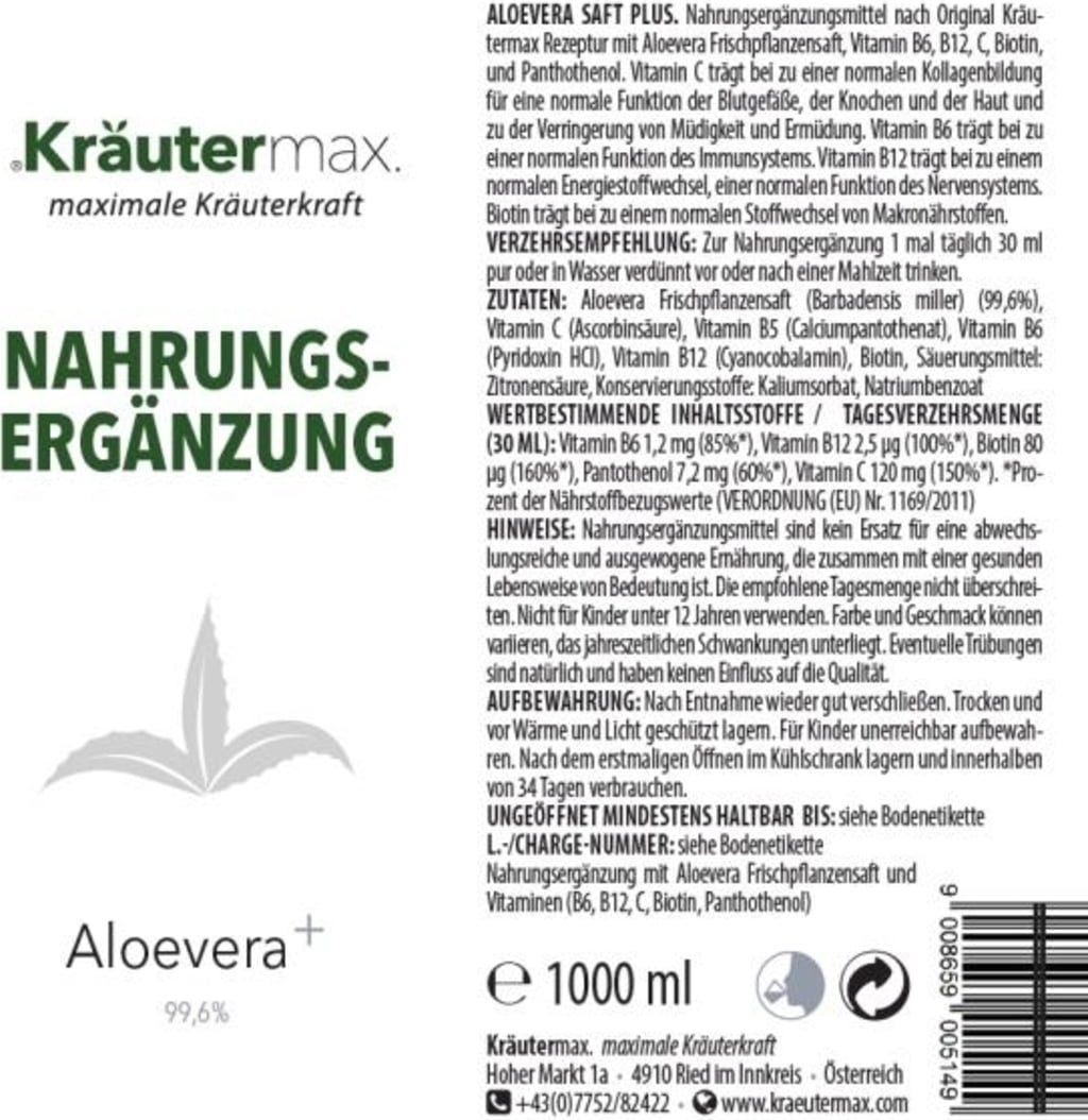 Kräutermax Jus Aloevera+ - 1 L