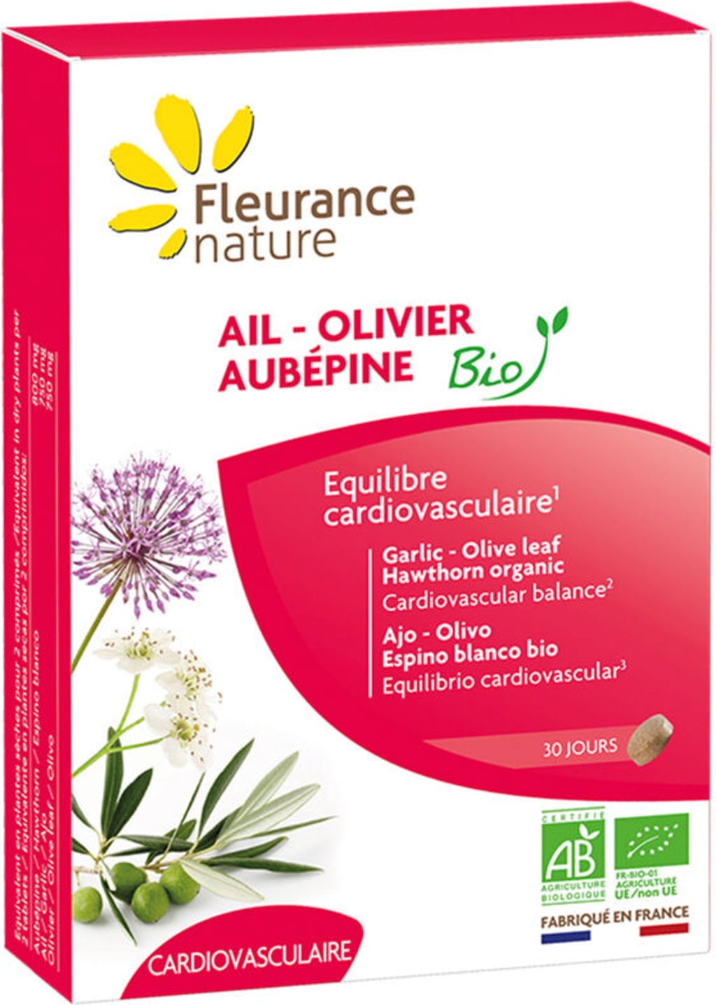 Fleurance Nature Organic Garlic-Olive-Hawthorn Tablets