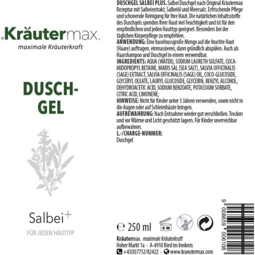 Kräutermax Gel Douche - Sauge+ - 250 ml