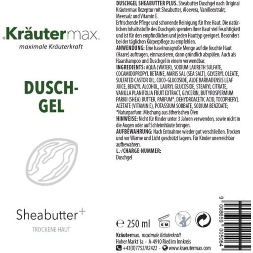 Kräutermax Shea vaj+ tusoló gél - 250 ml