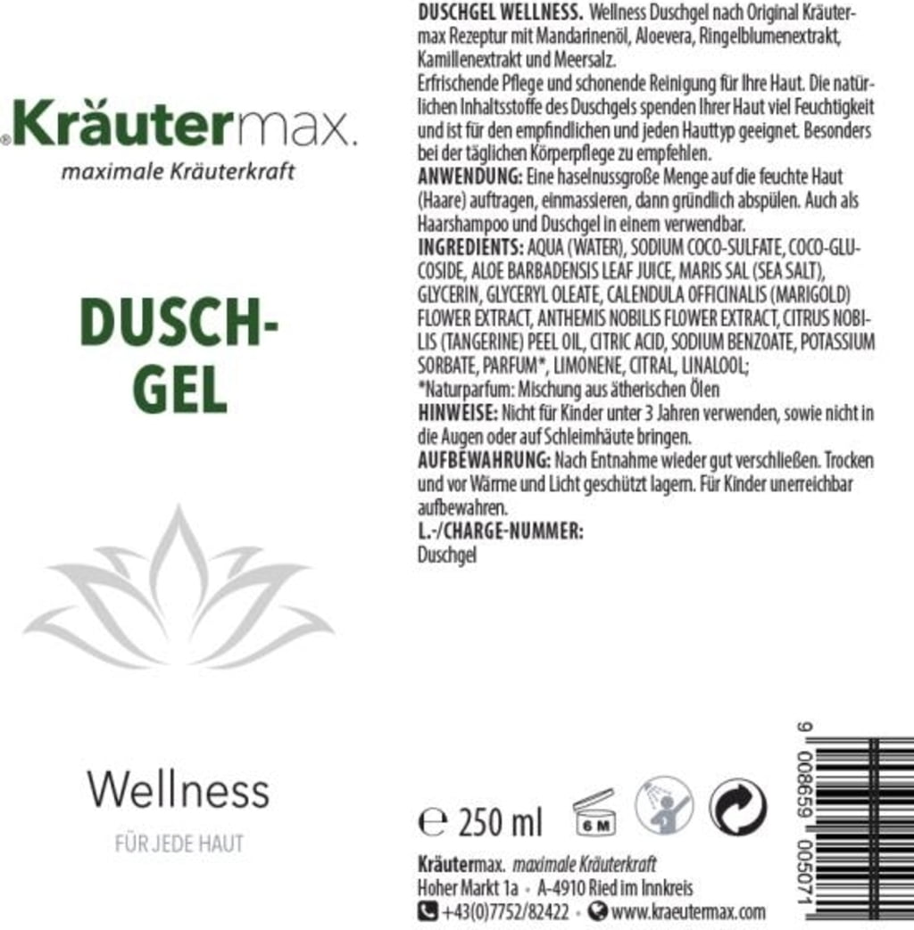 Kräutermax Duschgel Wellness - 250 ml