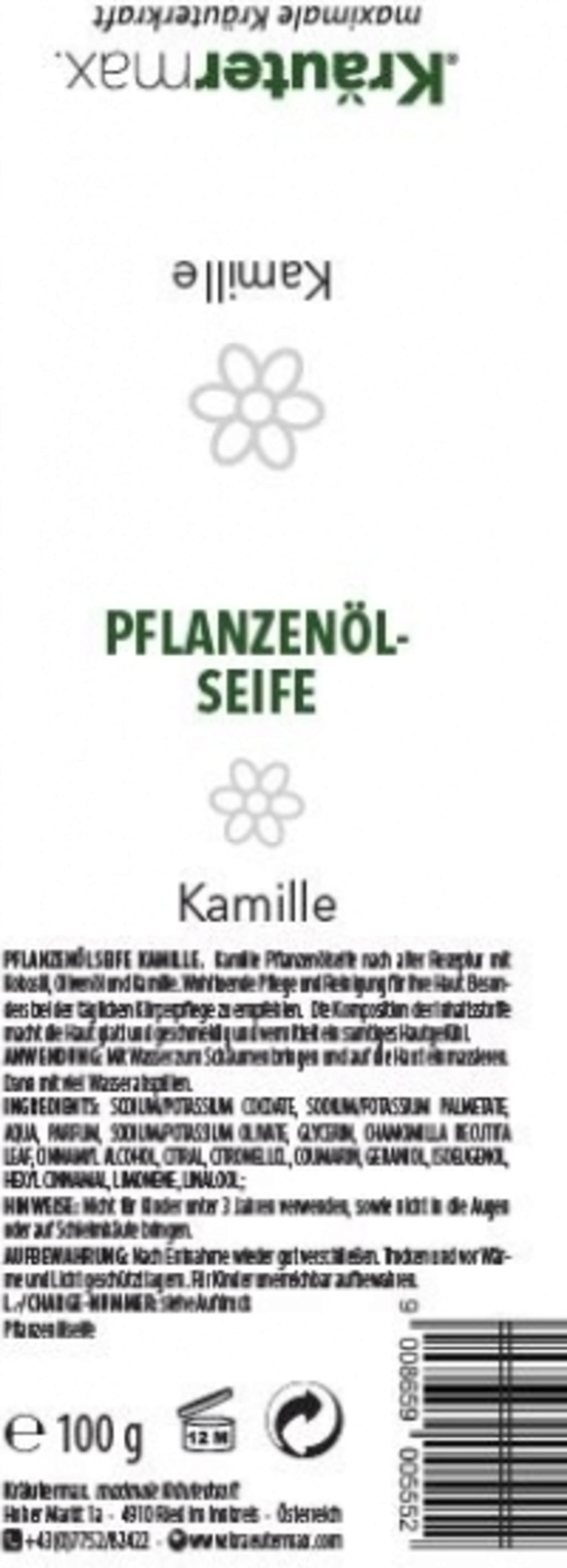 Kräutermax Savon aux Huiles Végétales - Camomille - 100 g