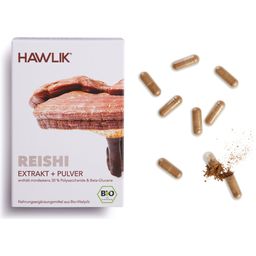 Hawlik Reishi ekstrakt + proszek kapsułki bio - 60 Kapsułki
