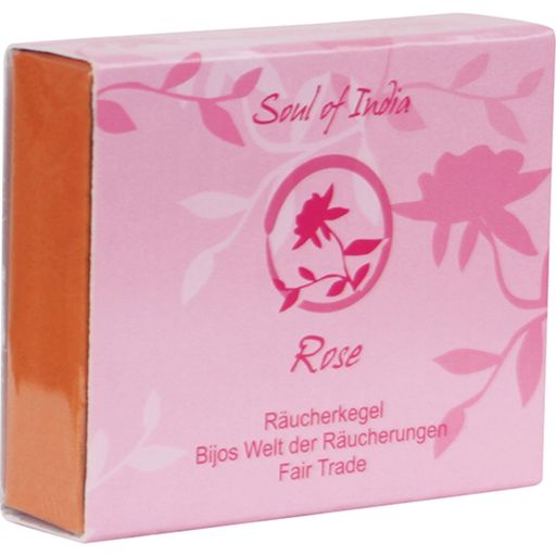 Soul of India Rose Incense Cones, FAIR TRADE - 1 Box