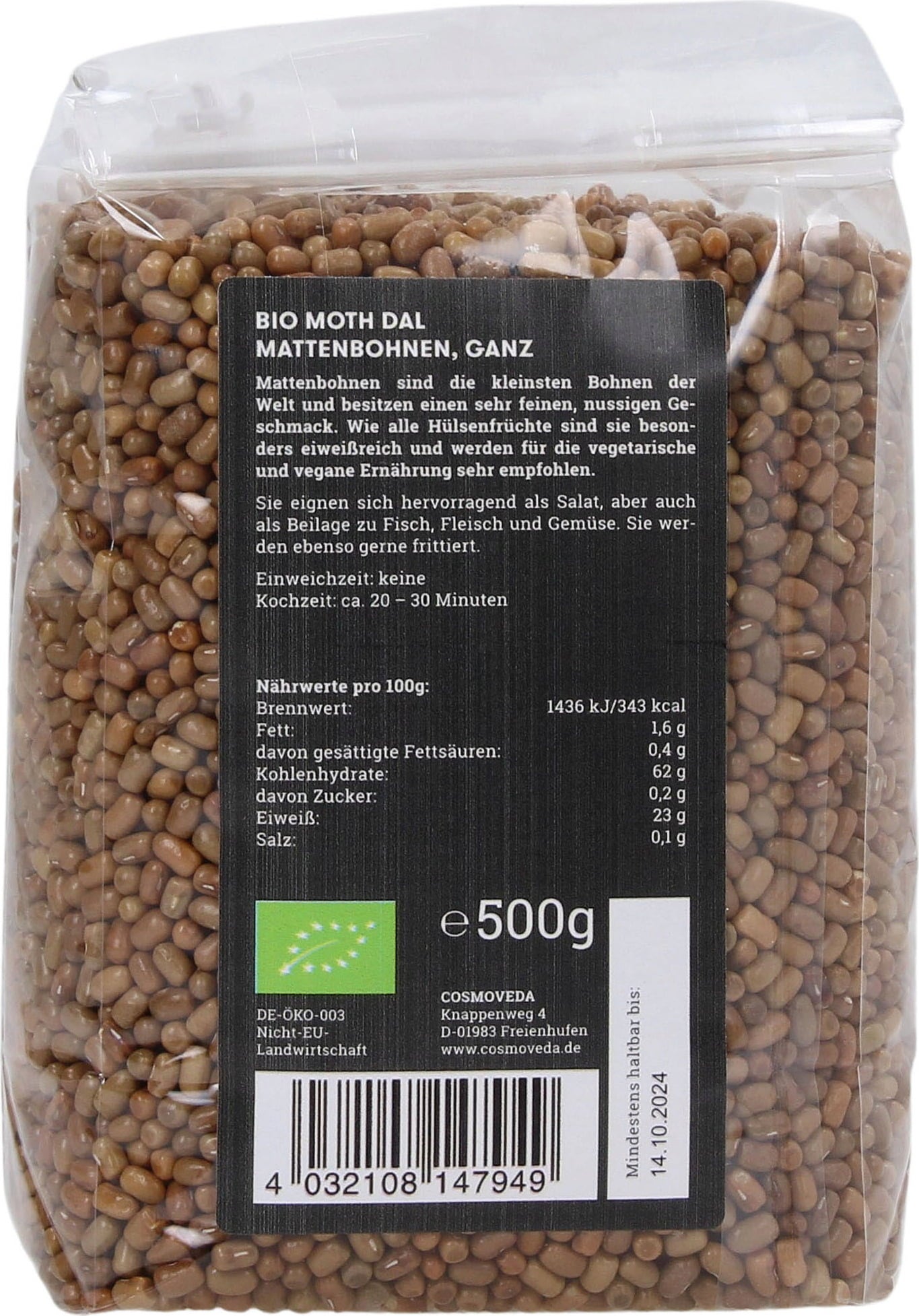 Cosmoveda Moth Dal - Mattenbohnen ganz BIO - 500 g