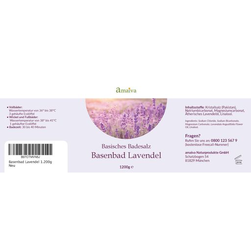 Basisches Badesalz - Basenbad Lavendel - 1.200 g