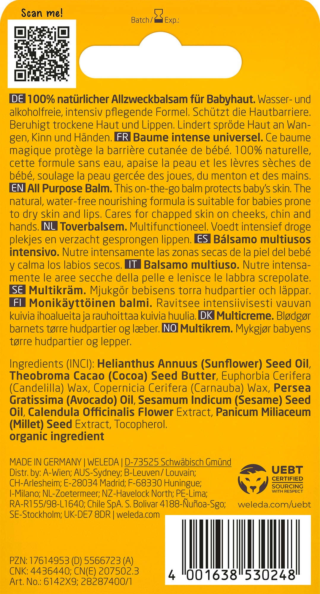 Weleda Baume Intense Universel au Calendula - 25 g