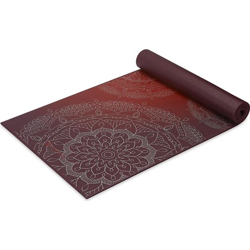 GAIAM METALLIC SUN Premium Yoga Mat - Shades of Red with White Mandalas