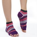 GAIAM Toeless Yoga Socks - Striped, Purple - Purple with Stripes