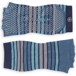 GAIAM Toeless Yoga Socks - Striped, Blue - Blue with Stripes