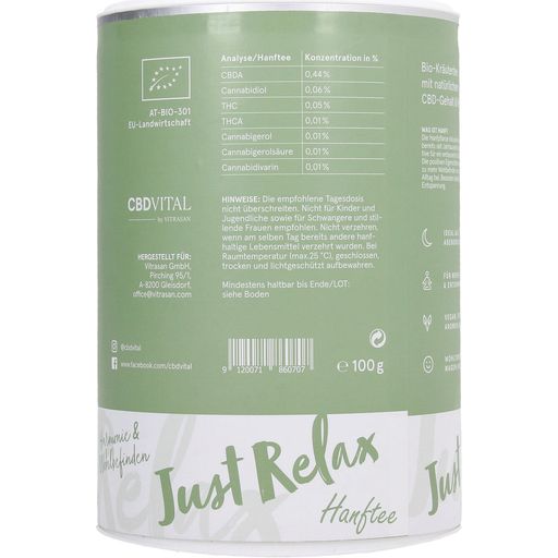 CBD-VITAL Just Relax - Organic CBD Hemp Tea - 100 g