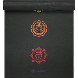 GAIAM CHAKRA Premium Yoga Mat, Black - Black with Chakra Design