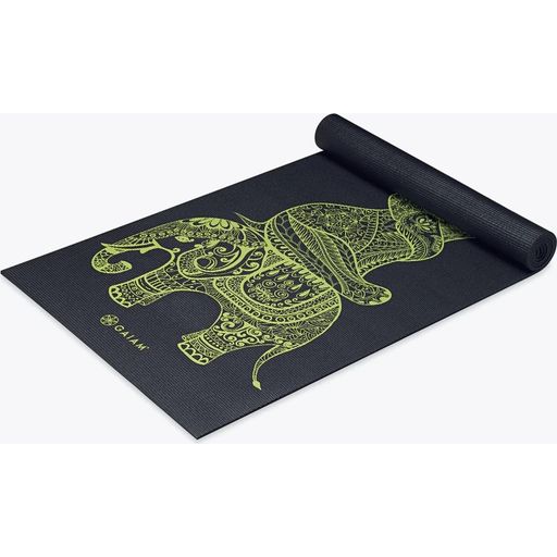 GAIAM Постелка за йога TRIBAL WISDOM Premium - черно със зелен медальон