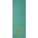 Tapis da Yoga Réversible Premium LOTUS TURQUOISE   - Turquoise avec motif fleur de lotus/bastik jaune