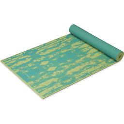 Tapis da Yoga Réversible Premium LOTUS TURQUOISE   - Turquoise avec motif fleur de lotus/bastik jaune