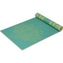 Esterilla de yoga reversible premium TURQUOISE LOTUS - Turquesa con dibujo de flor de loto en amarillo