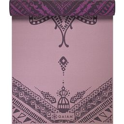 Mata do jogi INNER PEACE Premium dwustronna - różowy/fioletowy z kwiatem/wzorem lotosu