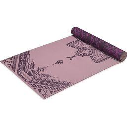 Esterilla de yoga premium reversible PEACE INSIDE - Rosa con estampado de flor de loto/estampado morado