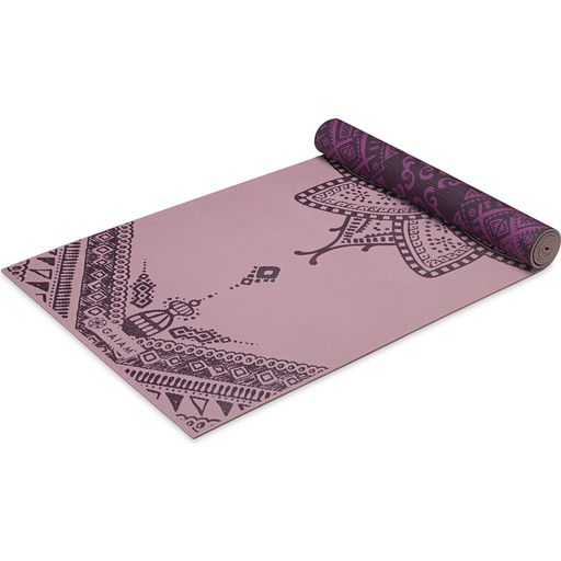 Tappetino da Yoga Reversibile Premium PACE INTERIORE - Rosa con loto/viola con fantasia