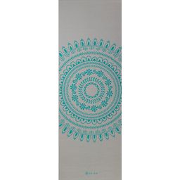 Постелка за йога LONGER / WIDER MARRAKESH - сиво с тюркоазен дизайн