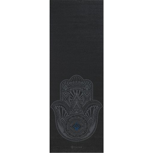 GAIAM Сива постелка за йога HAMSA Classic - черно с ръката на Фатима