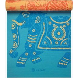GAIAM ELEFANT Yogamatte Premium zum Wenden - Blau/Orange mit Elefant/Muster