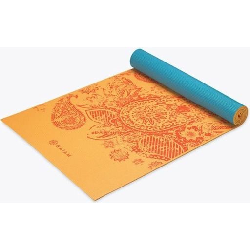 GAIAM ELEPHANT Premium Reversible Yoga Mat - Blue/Orange with Elephant/Pattern