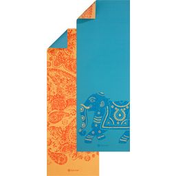 GAIAM ELEFANT premium joga podloga  - Modra/oranžna z vzorcem slona