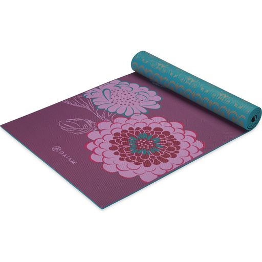Tappetino da Yoga Reversibile Premium KIKU  - viola con dhalia/turchese con fantasia