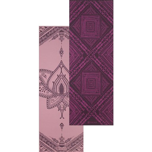 Tappetino da Yoga Reversibile Premium PACE INTERIORE - Rosa con loto/viola con fantasia