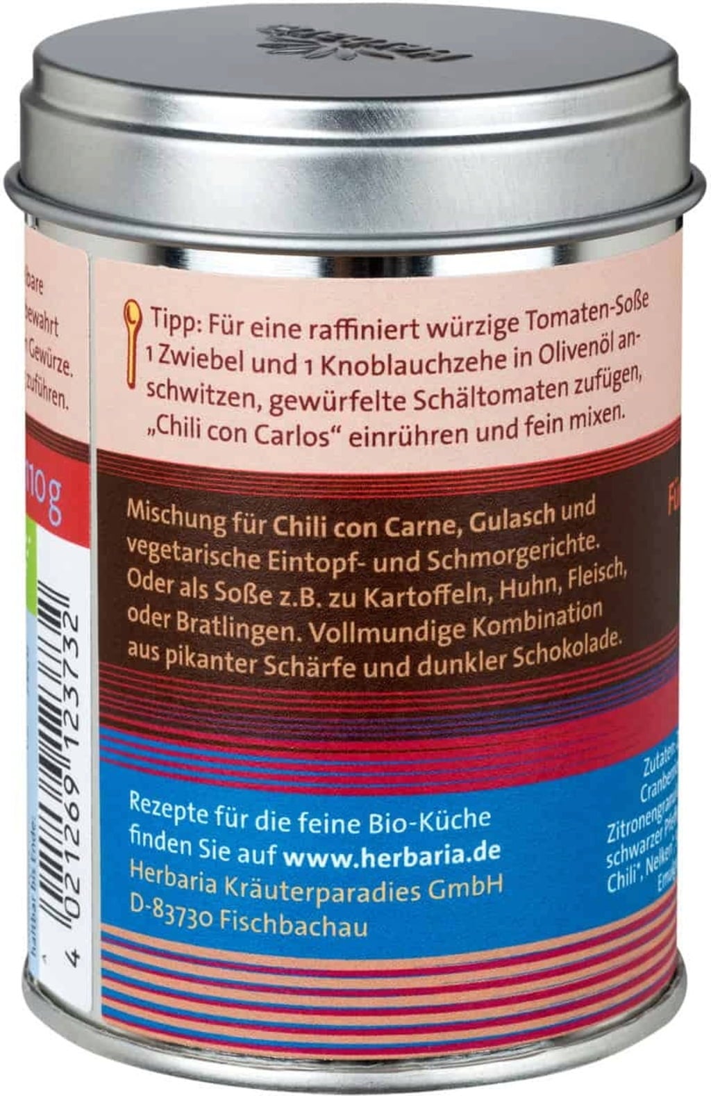 Herbaria Miscela di Spezie Bio - Chili con Carlos - 110 g