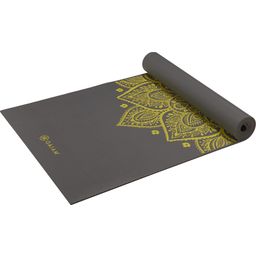 GAIAM Esterilla de yoga premium MERIDIANA - Gris jaspeado con dibujo amarillo limón