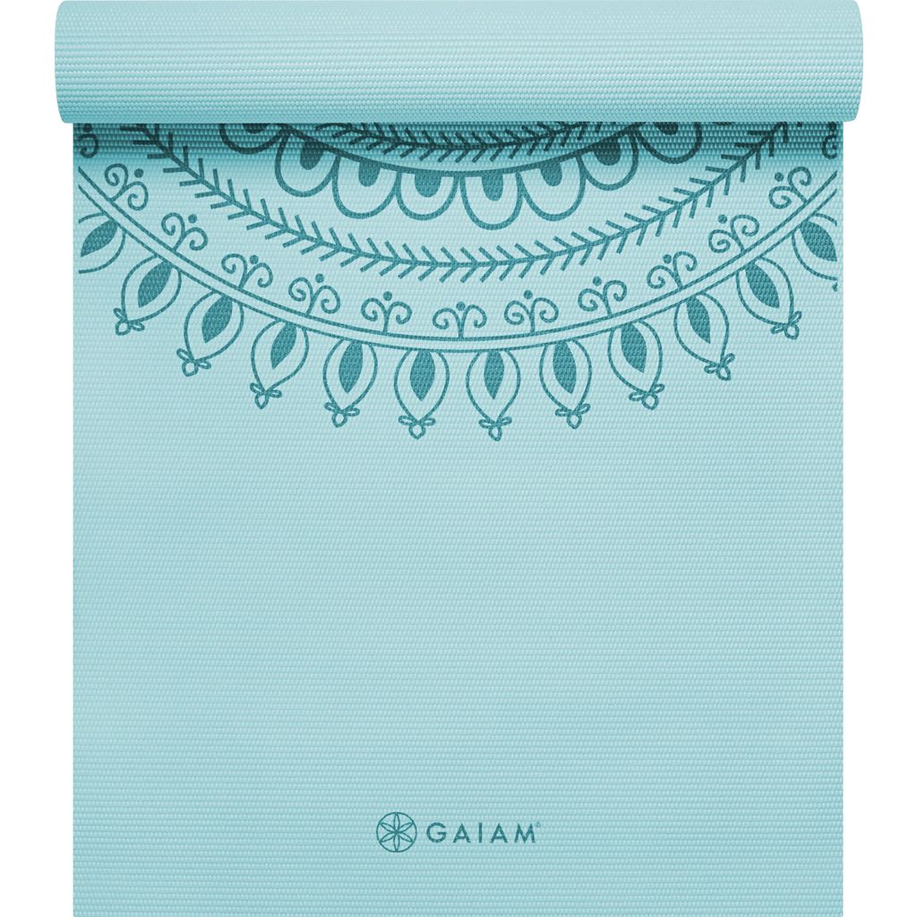 GAIAM MARRAKECH Yoga Mat, Light blue with medallion design