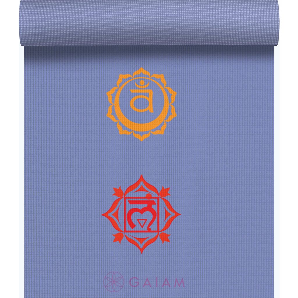 GAIAM CHAKRA Classic Yoga Mat, Blue, Blue with Chakra pattern