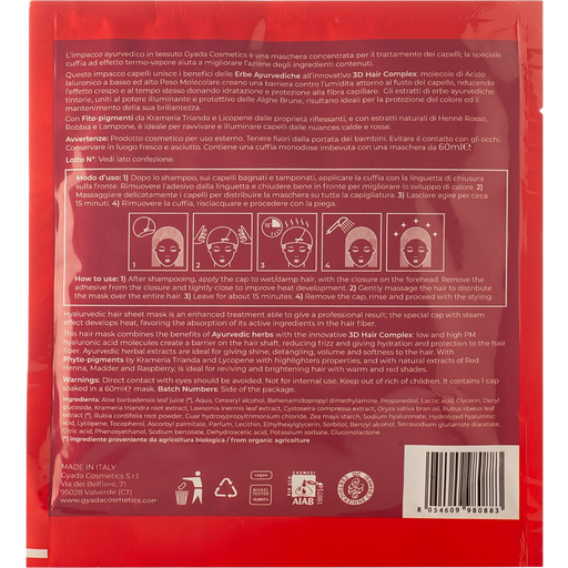 Hyalurvedic Лист-маска за цветен блясък Red Hair - 60 ml