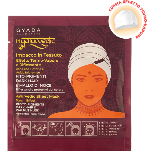 Hyalurvedic Лист-маска за цветен блясък Dark Hair - 60 ml