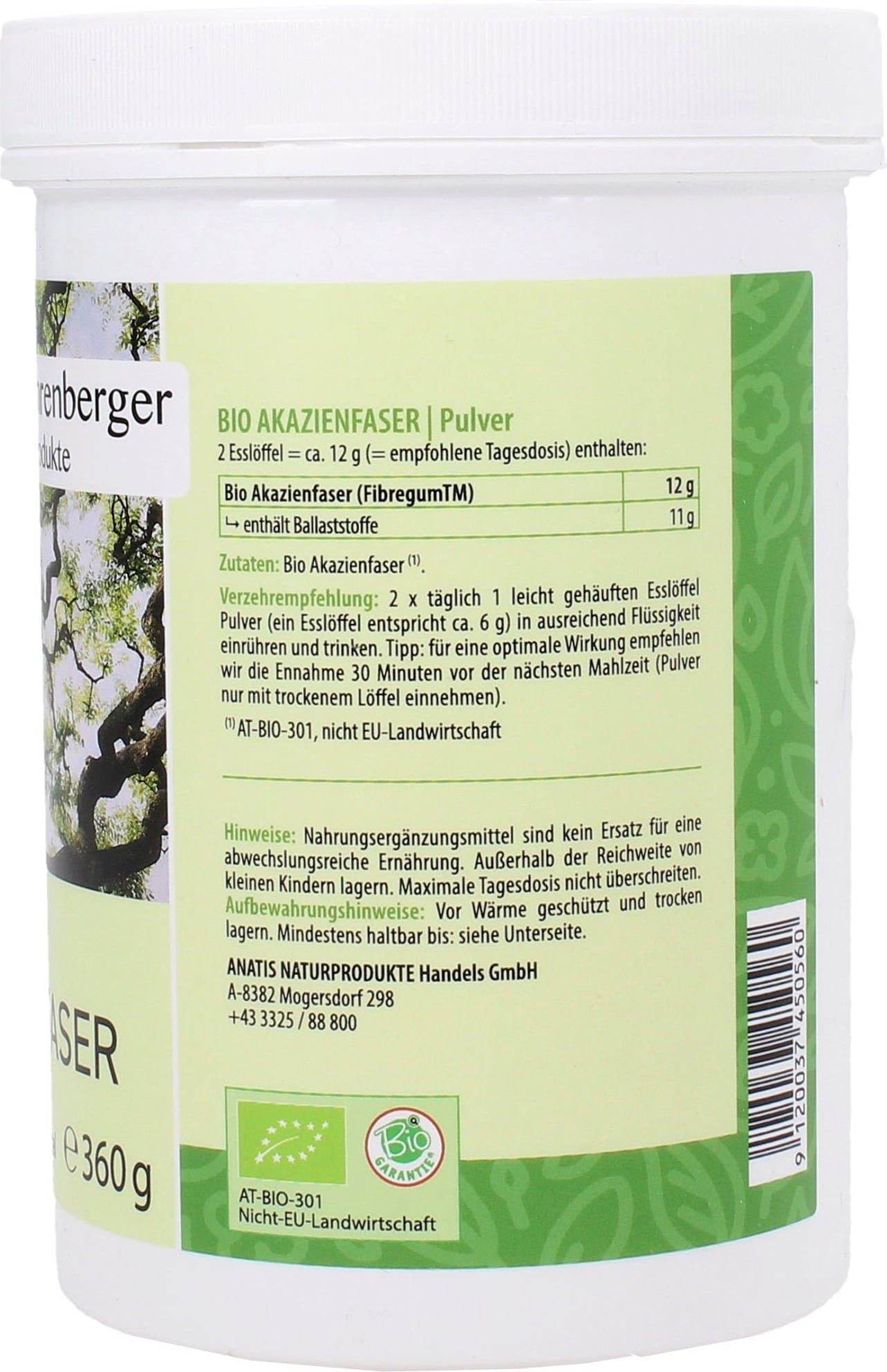 Dr. med. Ehrenberger Bio- & Naturprodukte Fibre d'Acacia Bio en Poudre - 360 g