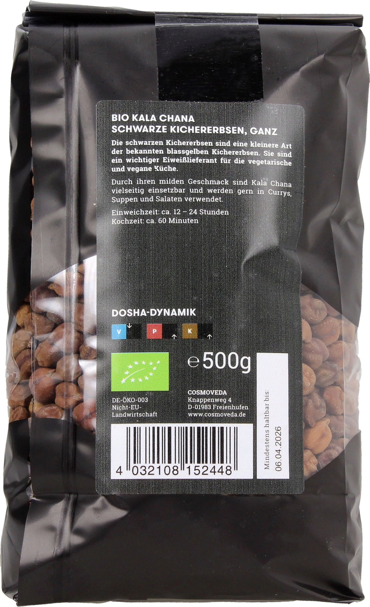 Kala Chana - schwarze Kichererbsen ganz BIO - 500 g