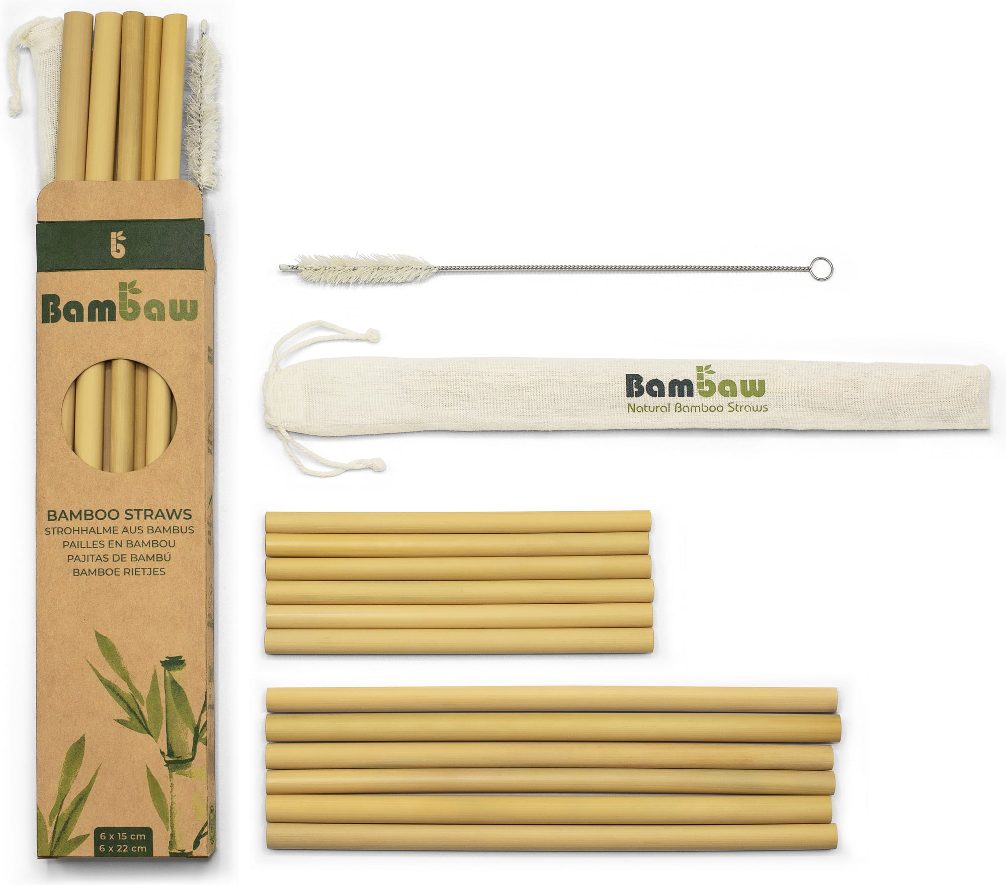Bambaw Bambus Trinkhalme Box - 12x 14 cm & 22 cm